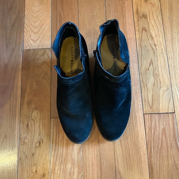 Lucky Brand black suede wedge bootie - Picture 2 of 4